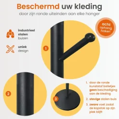 Goliving Kapstok Staand - 8 Haken - Garderoberek - Kapstokken - Kapstokhaak