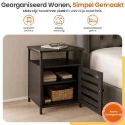 Goliving Nachtkastje - 40 x 40 x 60 cm - Opbergkastje - Bijzettafel - Zwart