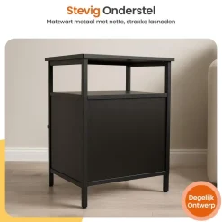 Goliving Nachtkastje - 40 x 40 x 60 cm - Opbergkastje - Bijzettafel - Zwart