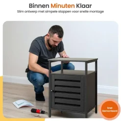 Goliving Nachtkastje - 40 x 40 x 60 cm - Opbergkastje - Bijzettafel - Zwart