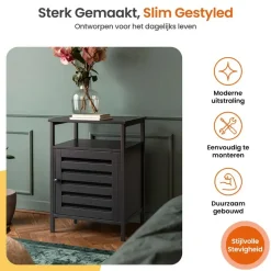 Goliving Nachtkastje - 40 x 40 x 60 cm - Opbergkastje - Bijzettafel - Zwart