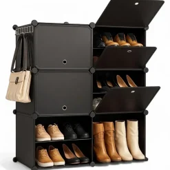 Goliving Opvouwbare Opbergkast - 24 Paar - 92 x 82 cm - Schoenenkast - Zwart