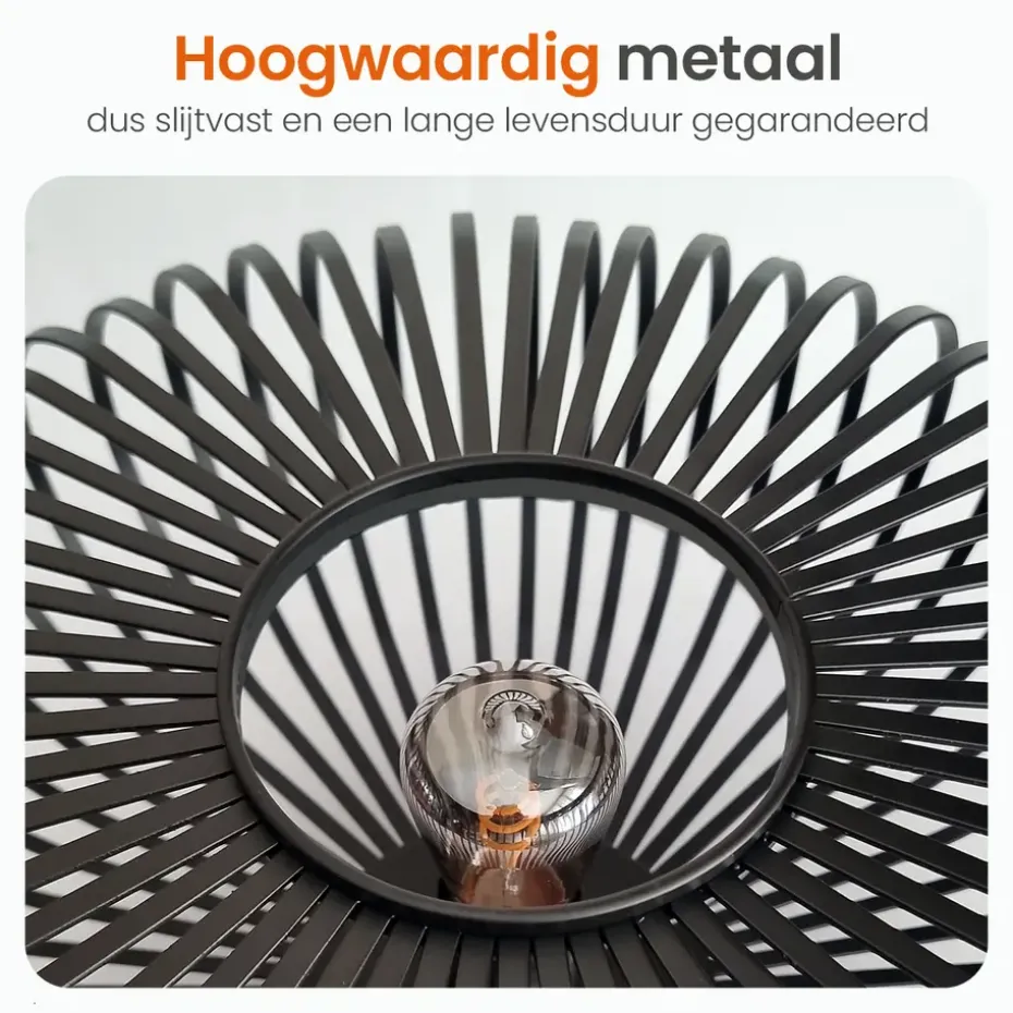 Goliving Plafondlamp - Plafonnière - E27 - Metaal - Ø 40 cm - Zwart