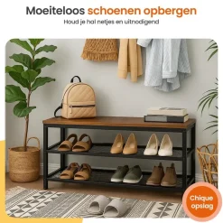 Goliving Schoenenrek - Schoenenbank - Halbank - Industrieel - Bruin