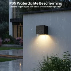 Goliving Solar Kubus Wandlamp - Solar Tuinverlichting - Zwart