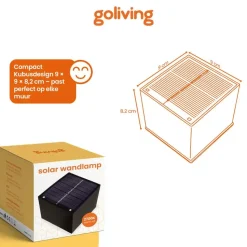 Goliving Solar Kubus Wandlamp - Solar Tuinverlichting - Zwart