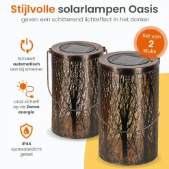 Goliving Solar Tafellamp Oasis - 2 Stuks - LED Buitenverlichting Zonne-energie