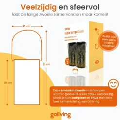 Goliving Solar Tafellamp Oasis - 2 Stuks - LED Buitenverlichting Zonne-energie
