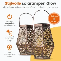 Goliving Solar Tafellamp Glow – 2 Stuks – LED Buitenverlichting - Zonne-energie