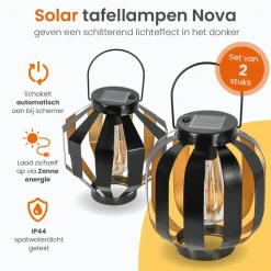 Goliving Solar Tafellamp Nova - 2 Stuks - LED Buitenverlichting Zonne-energie