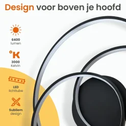 Goliving Spiraal Plafondlamp - Plafonnière - LED - 35w - Ø63cm - Zwart