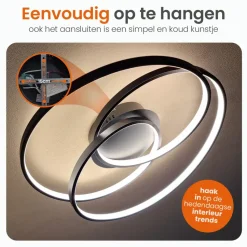 Goliving Spiraal Plafondlamp - Plafonnière - LED - 35w - Ø63cm - Zwart