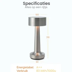 Goliving Tafellamp Oplaadbaar – Draadloos en dimbaar – Moderne touch lamp