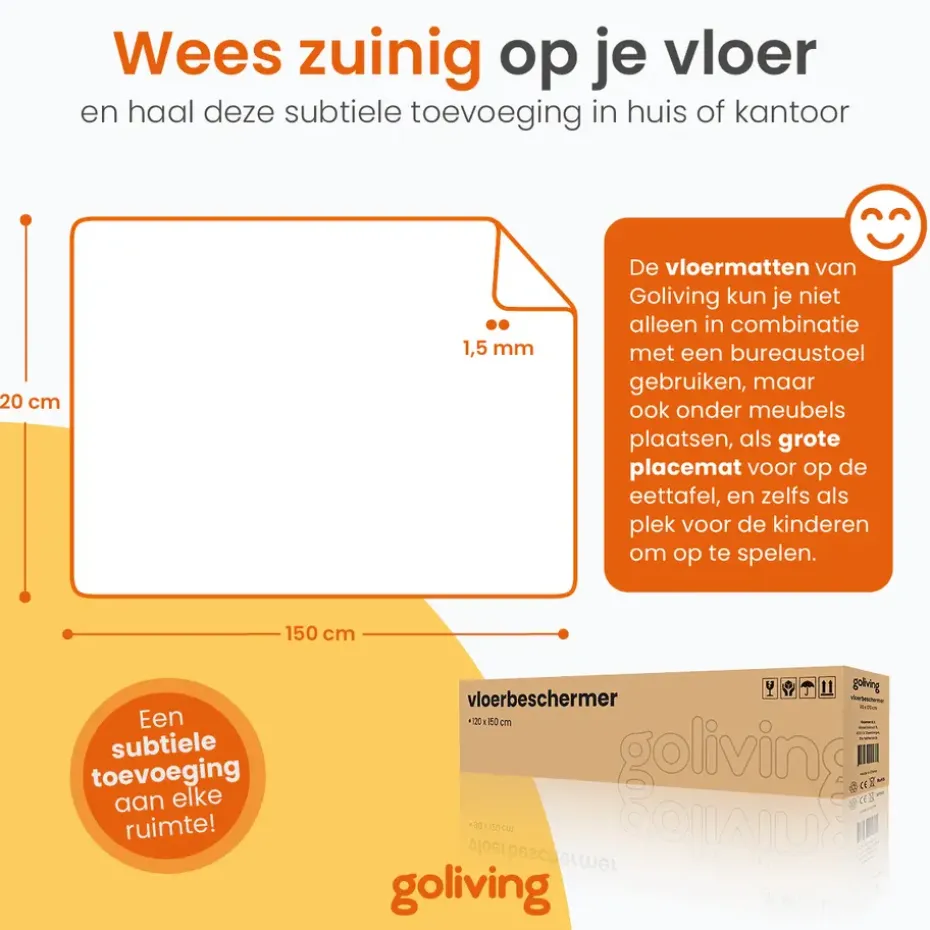 Goliving Vloerbeschermer bureaustoel - 120x150cm - Bureaustoelmat