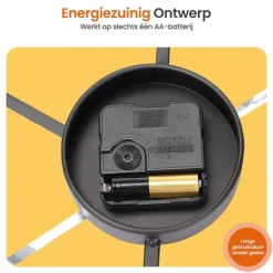 Goliving Wandklok Industrieel - Stil uurwerk - Metaal - Ø 60 cm - Zwart