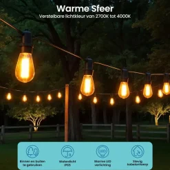 Gologi lichtsnoer buiten en binnen - Lichtslinger 10M - Tuinverlichting LED