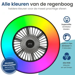 Gologi Plafondventilator met Verlichting - Ø60 cm - LED RGBW - 6 Standen