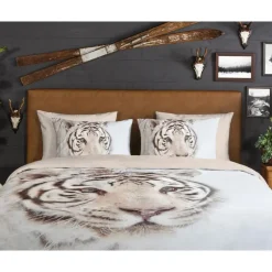 Good Morning Witte Tijger Flanel Debedovertrek Off-white-2-persoons (200 x 20...