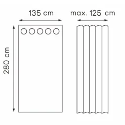 Gordijn Kai - zwart - 135x280 cm (1 stuk)