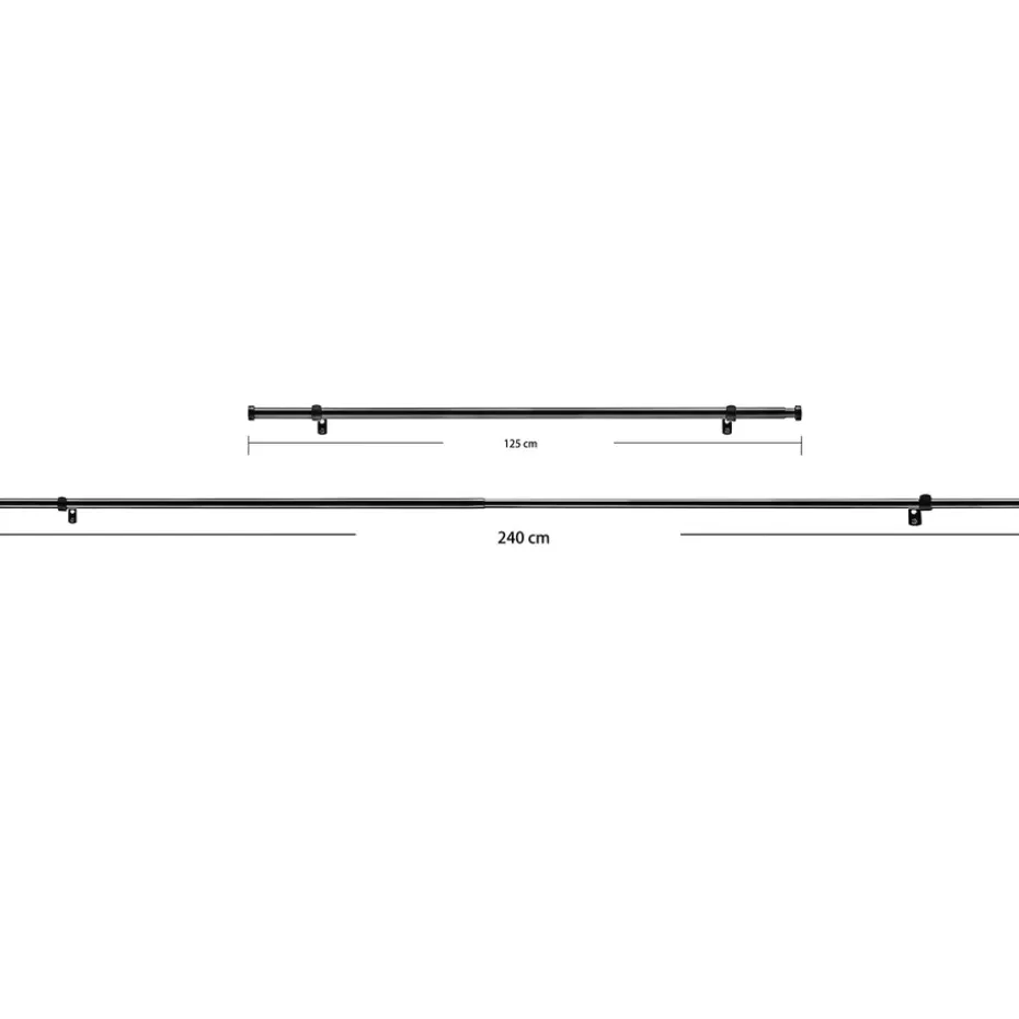 Gordijnroede - Uitschuifbaar - Stang van 125-240 cm - Zwart