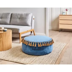 GOTHA - Poef - Blauw - Fluweel