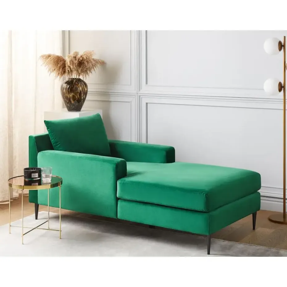 GUERET - Chaise longue - Groen - Symmetrisch - Fluweel