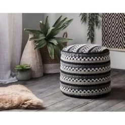 GUNTUR - Poef - Wit - 41 cm - Katoen