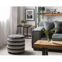 GUNTUR - Poef - Wit - 41 cm - Katoen