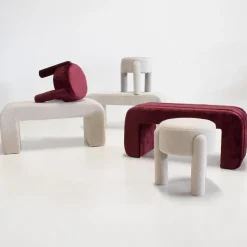 Halbankje Taupe Bouclé - 99x38x46cm - Sera