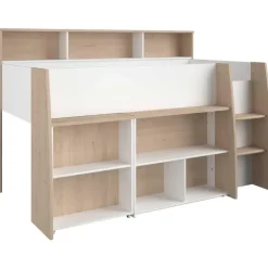 Halfhoogslaper Duffy 90x200cm met bureau - wit / eikdecor