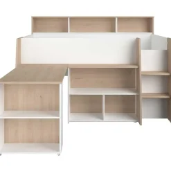 Halfhoogslaper Duffy 90x200cm met bureau - wit / eikdecor