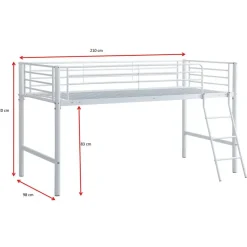 Halfhoogslaper Julie 90x200cm - metaal - mat wit