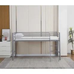 Halfhoogslaper Julie 90x200cm - metaal - mat grijs