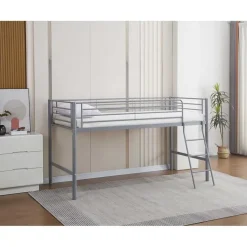 Halfhoogslaper Julie 90x200cm - metaal - mat grijs