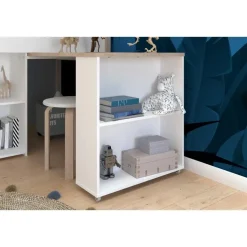 Halfhoogslaper met bureau Moscon 90x200 - wit/eik