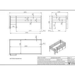 Halfhoogslaper Pip 90 x 200 dennenhout - grijs