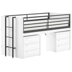 Halfhoogslaper Sammie 90x200cm - met bureau en ladekasten - wit