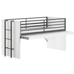 Halfhoogslaper Sammie 90x200cm - met bureau en ladekasten - wit