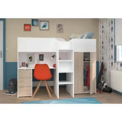 Halfhoogslaper Tristan - wit/eiken - 90x200 cm