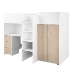 Halfhoogslaper Tristan - wit/eiken - 90x200 cm