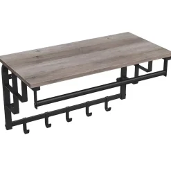 Hangende Kapstok met Plank, 5 haken - Grijs zwart