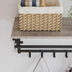 Hangende Kapstok met Plank, 5 haken - Grijs zwart