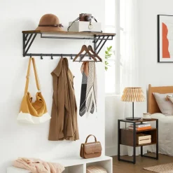 Hangende Kapstok met Plank - Bruin Zwart