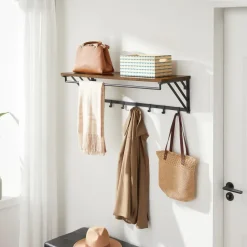 Hangende Kapstok met Plank - Bruin Zwart