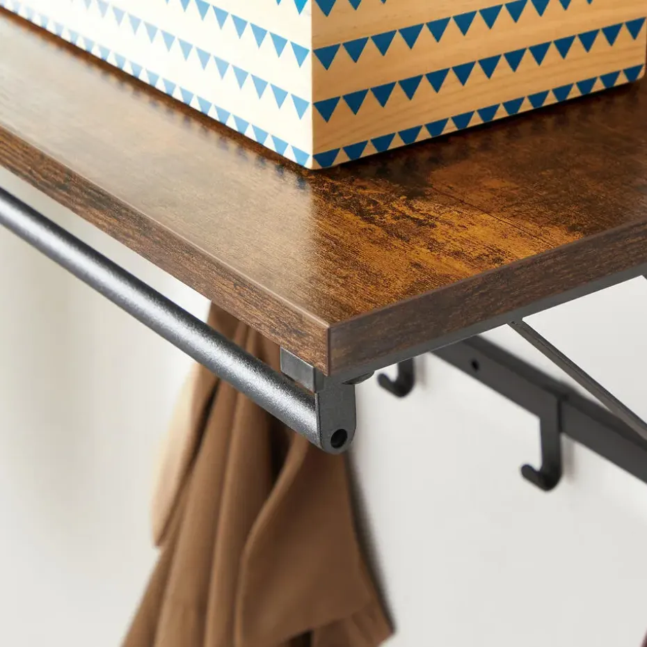 Hangende Kapstok met Plank - Bruin Zwart