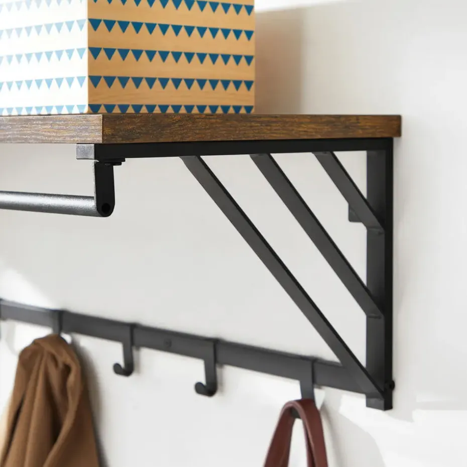 Hangende Kapstok met Plank - Bruin Zwart