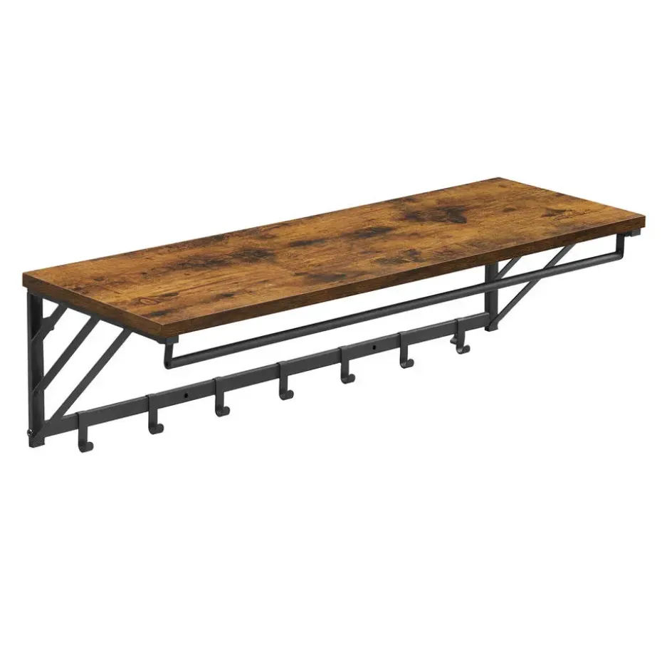 Hangende Kapstok met Plank - Bruin Zwart