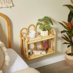 Hangende Opbergplank 2 Niveaus in Natuurlijk Rotan