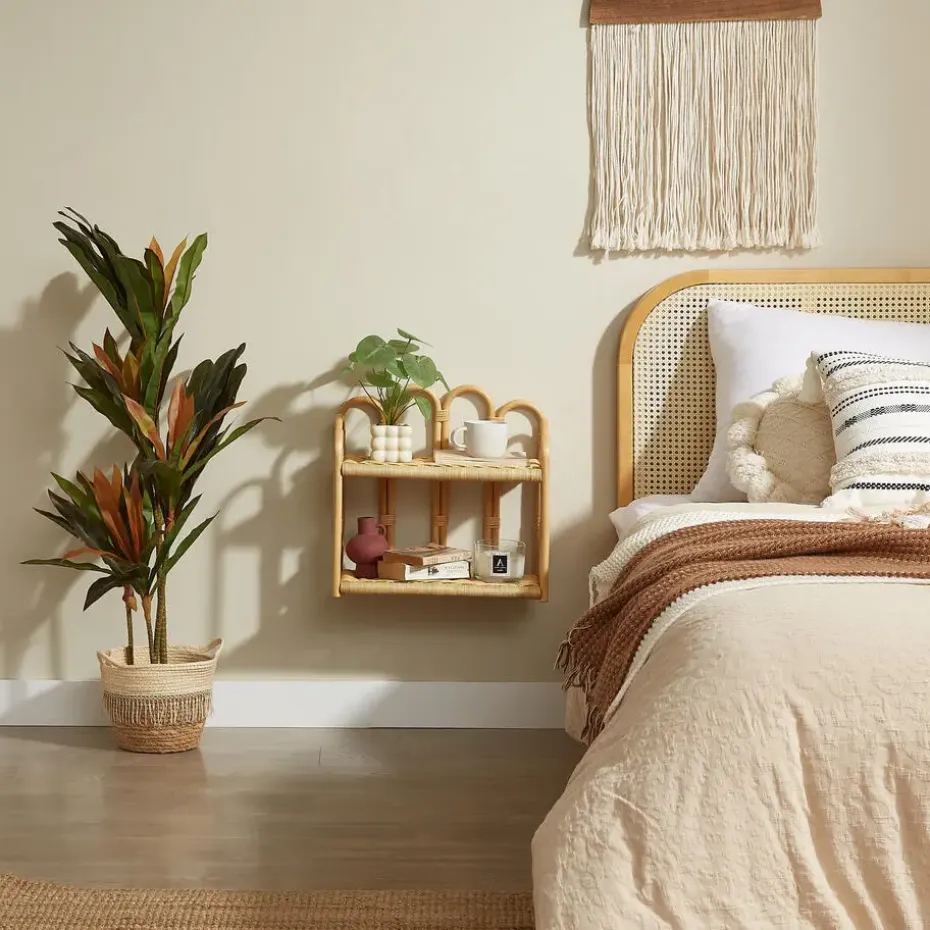 Hangende Opbergplank 2 Niveaus in Natuurlijk Rotan