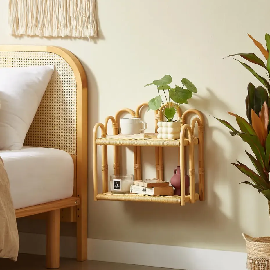 Hangende Opbergplank 2 Niveaus in Natuurlijk Rotan